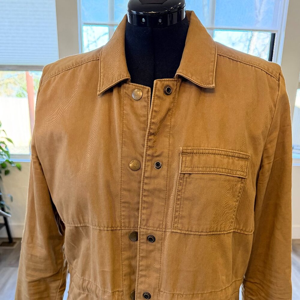 Eddie Bauer Tan Cotton Safari Utility Jacket Women’s Large Drawstring Waist